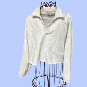 Brandy Melville white cropped long sleeve polo